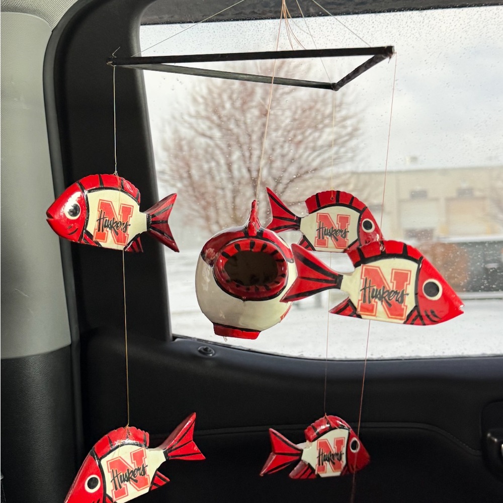 Red and White Fish Mobile Nebraska Huskers